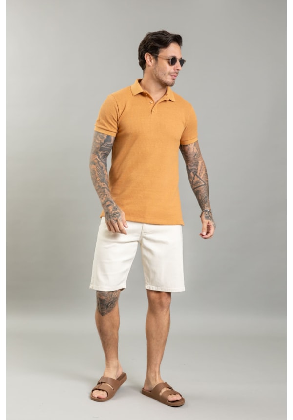 Bermuda De Sarja Cor Clara Slim Fit Casual Masculina Dialogo-aa1760c2-2a3f-4f7b-920d-f6eebc849486