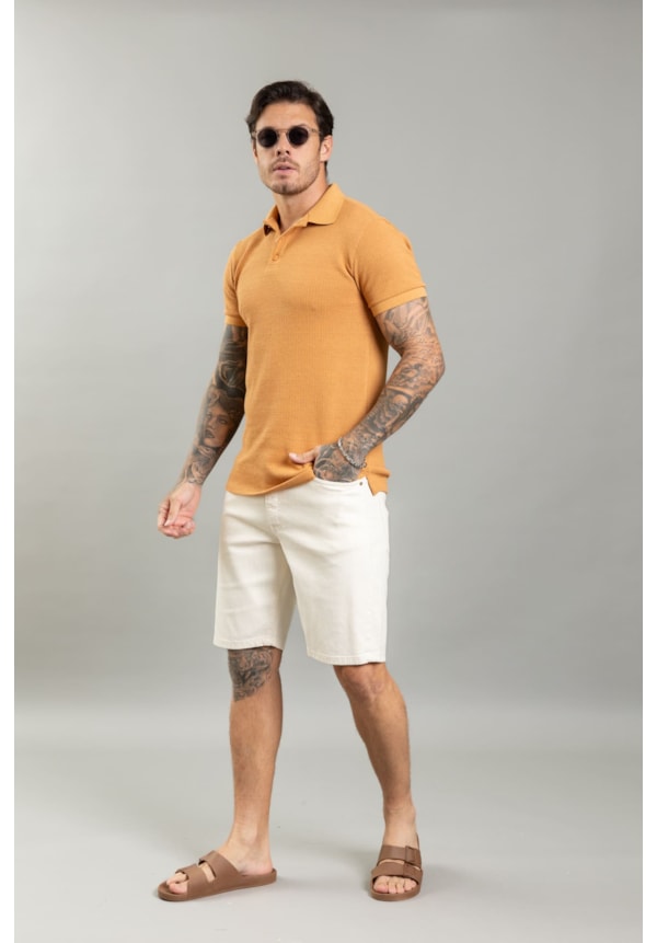 Bermuda De Sarja Cor Clara Slim Fit Casual Masculina Dialogo-8f74ab43-fe57-4bfb-bd17-b3b534961ad4