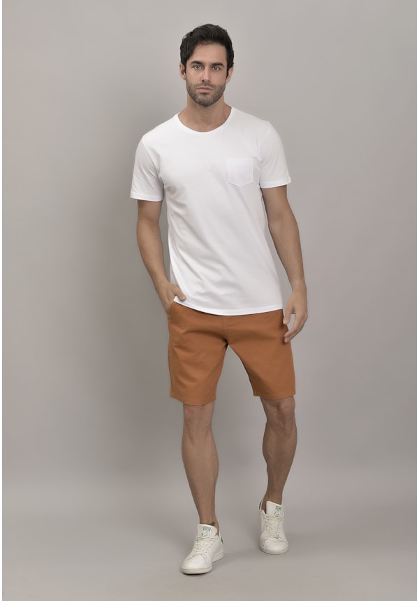 Bermuda de Sarja Slim Jogger com Cordão Caramelo Masculina-93b9fb96-d028-4029-a7c8-d0112f9fcc60