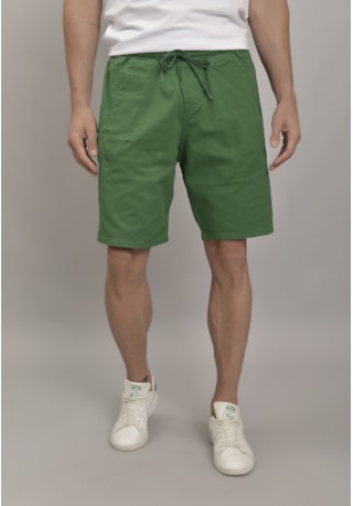 Bermuda de Sarja Slim Jogger com Cordão Verde Masculina