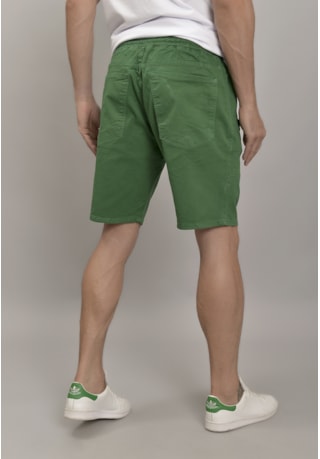 Bermuda de Sarja Slim Jogger com Cordão Verde Masculina