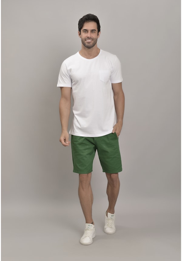 Bermuda de Sarja Slim Jogger com Cordão Verde Masculina-779cd3d7-9847-409d-808c-d915a42edcfd