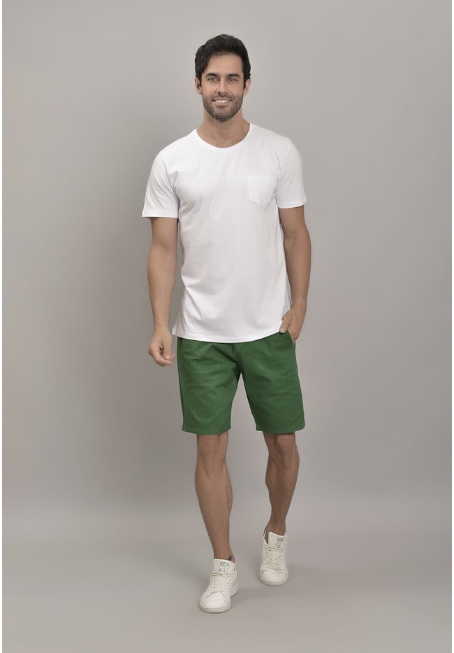 Bermuda de Sarja Slim Jogger com Cordão Verde Masculina-2a6f4a74-5dab-4dbf-ace6-c7153b73e550