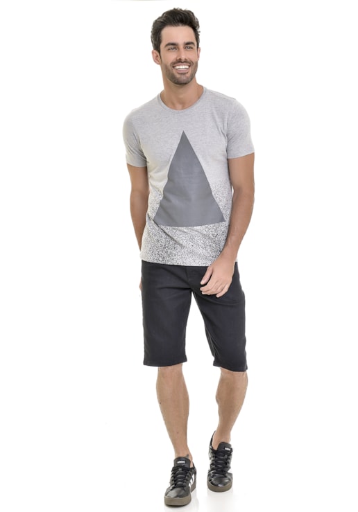 Bermuda Jeans Lemier Collection Slim Masculina Preta Get Fashion