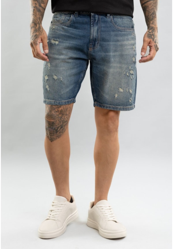 Bermuda Jeans Masculina Destroyed Slim Fit Puído Dialogo-f99a3fe0-ff94-4891-b066-164943980622