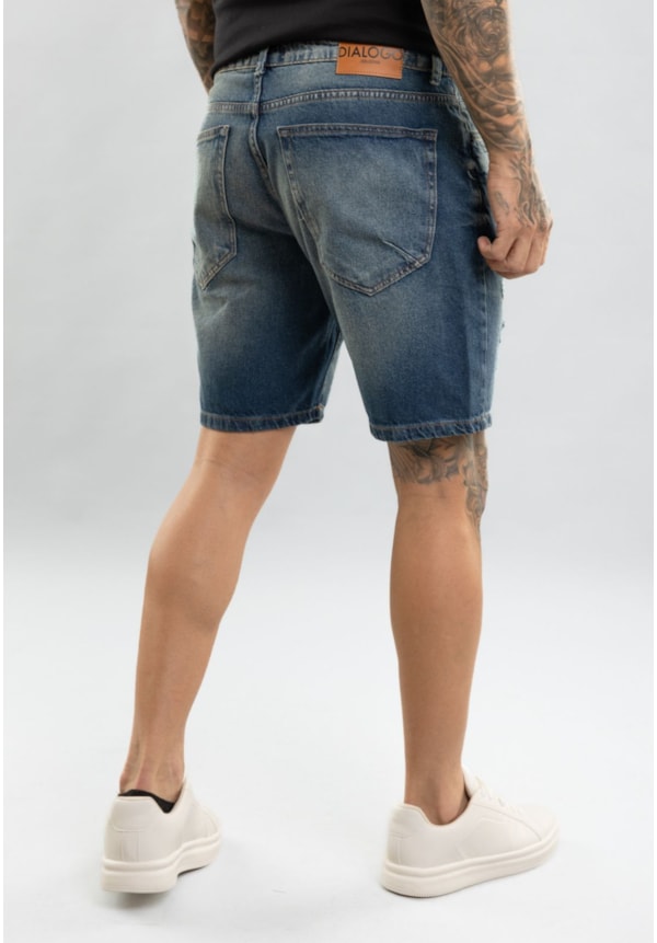 Bermuda Jeans Masculina Destroyed Slim Fit Puído Dialogo-ca6525c0-84e5-4079-93c8-02e4f4b39cb1