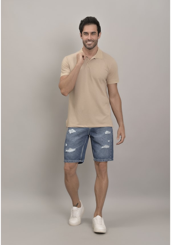 Bermuda Jeans Slim Destroyed com Rasgos Dialogo Jeans-556681cb-3360-4307-a974-1e8a2435b2c9