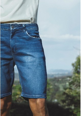 Bermuda Jeans Slim Masculino Lavagem Stone Dialogo Jeans