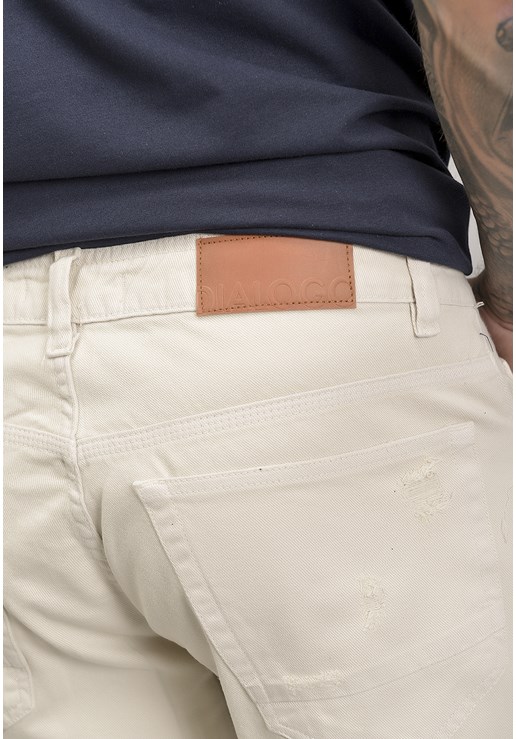 Bermuda Slim de Sarja com Puídos Masculino Dialogo Jeans