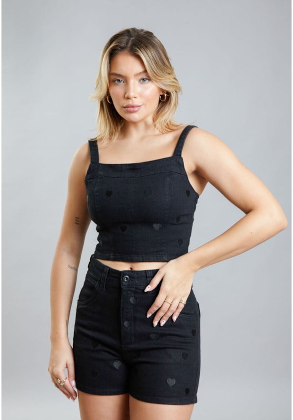 Blusa Cropped Regata de Sarja Preta Dialogo Jeans-ea3baf29-a2b7-4d79-a547-97ce225307aa