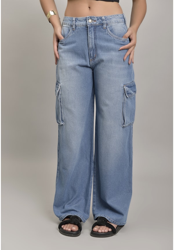 Calça Cargo de Cintura Alta com Recortes Dialogo Jeans-2cfe5565-544c-4844-a89d-2ec43dfc1b93