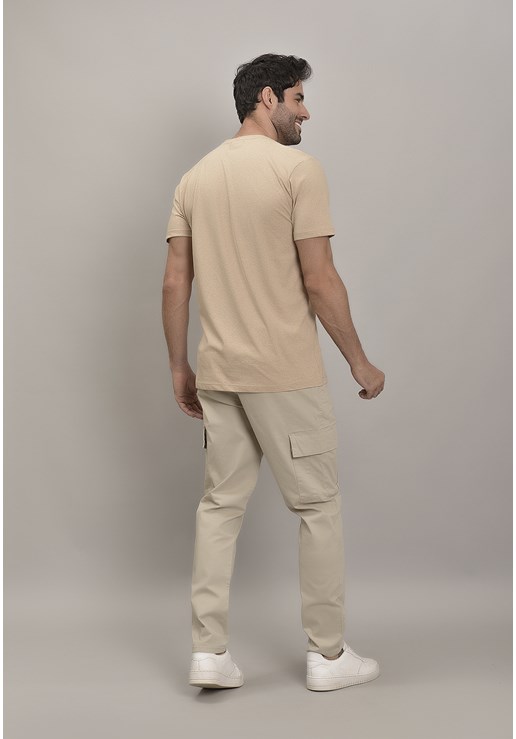 Calça Sarja Slim Fit Dialogo Jeans Color Casual Bege Masculino - GET FASHION