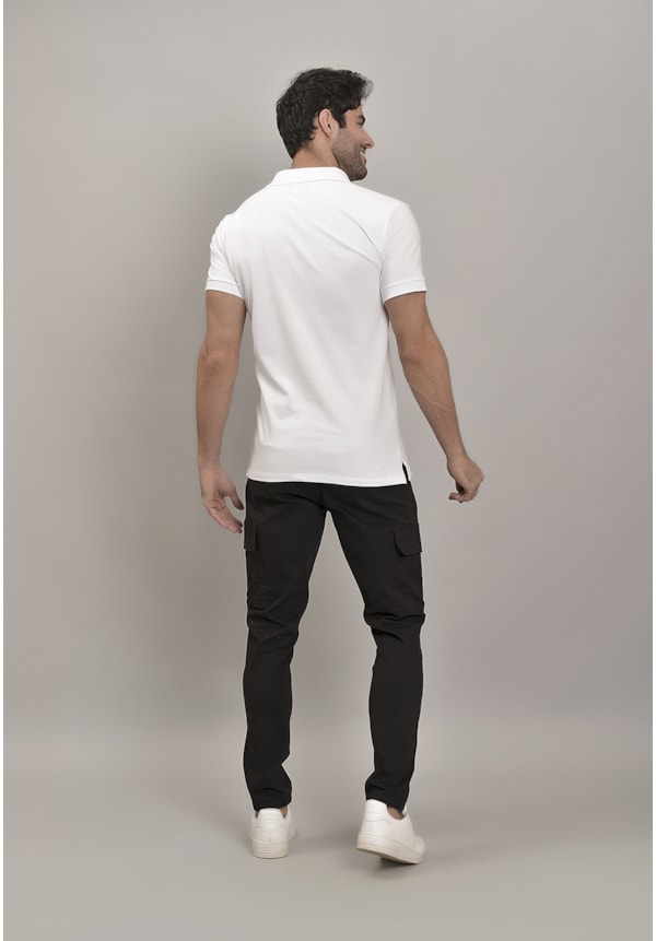 Calça Cargo Masculina na Cor Preto Slim Fit com Passante e Bolso Faca-6ee80948-85ae-459c-b207-4a2669b5d7e9