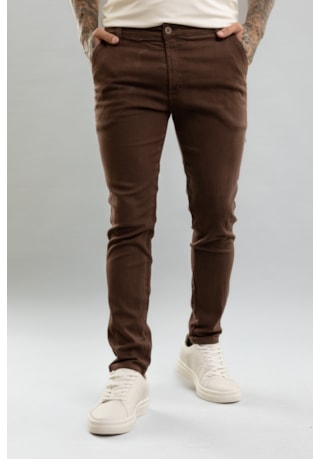 Calça Chino Masculina em Sarja Skinny Dialogo