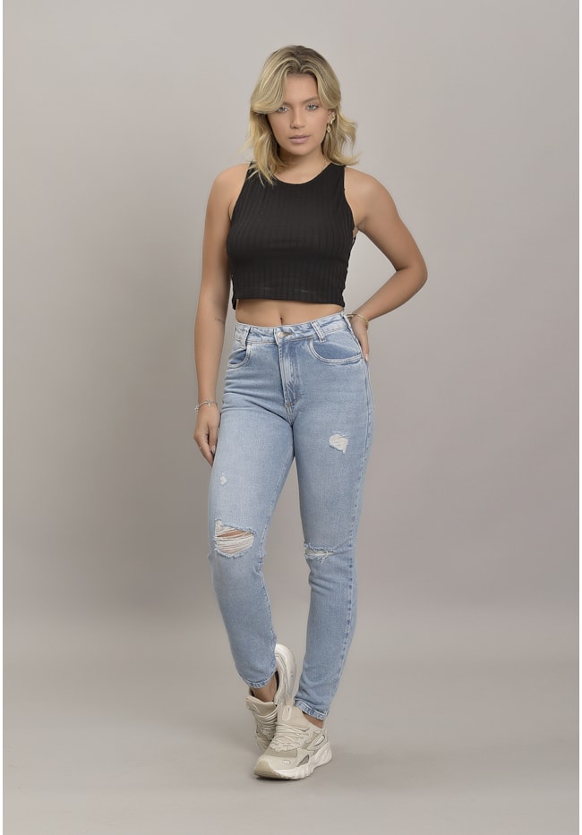 Calça Jeans Confort com rasgos Feminino Dialogo Jeans-217b8361-ad74-4eb3-abe3-14b14574ab44