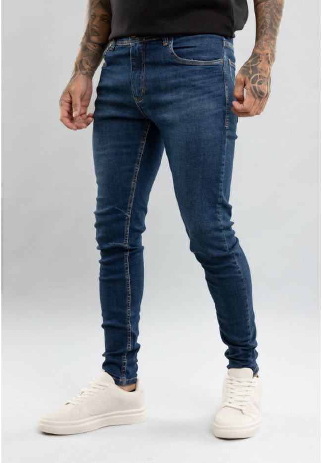 Calça Jeans Masculina Skinny Azul Escuro com Detalhes Dialogo-19eb4e7b-a554-42a5-a7c5-1110f0c48bd9