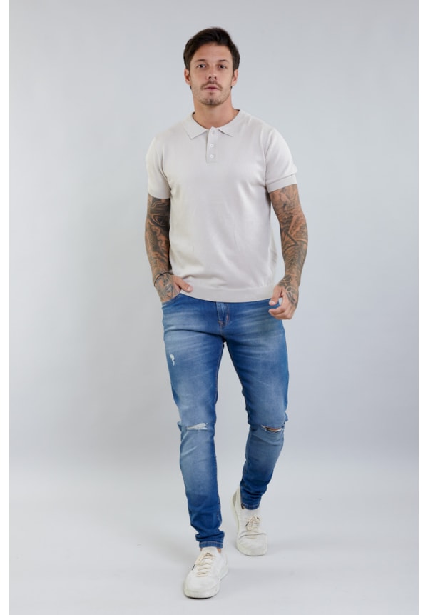 Calça Jeans Masculina Skinny com Recortes no Joelho Lavagem Média-67ee0f05-61d1-4f49-bd5a-743dc58eec22