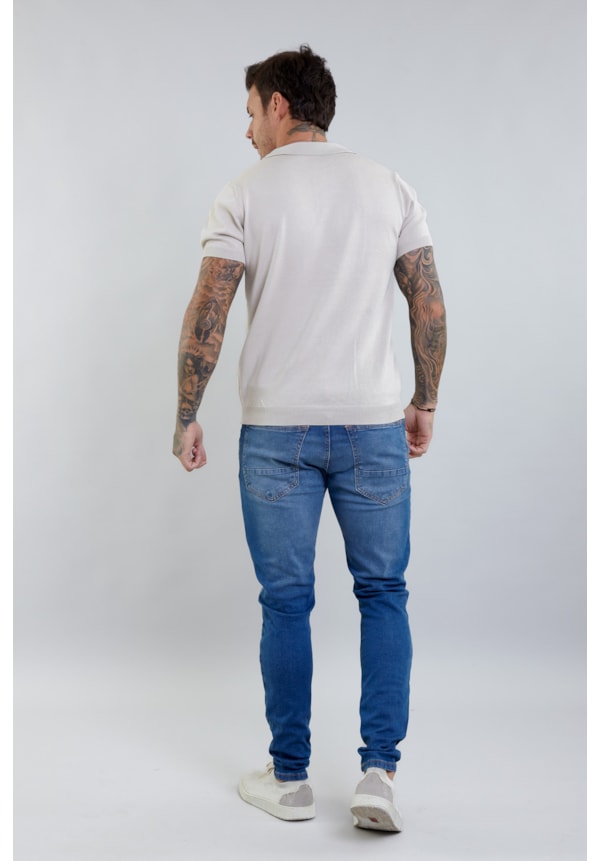 Calça Jeans Masculina Skinny com Recortes no Joelho Lavagem Média-b995dc59-c919-4429-a885-d5c98bdab0c8