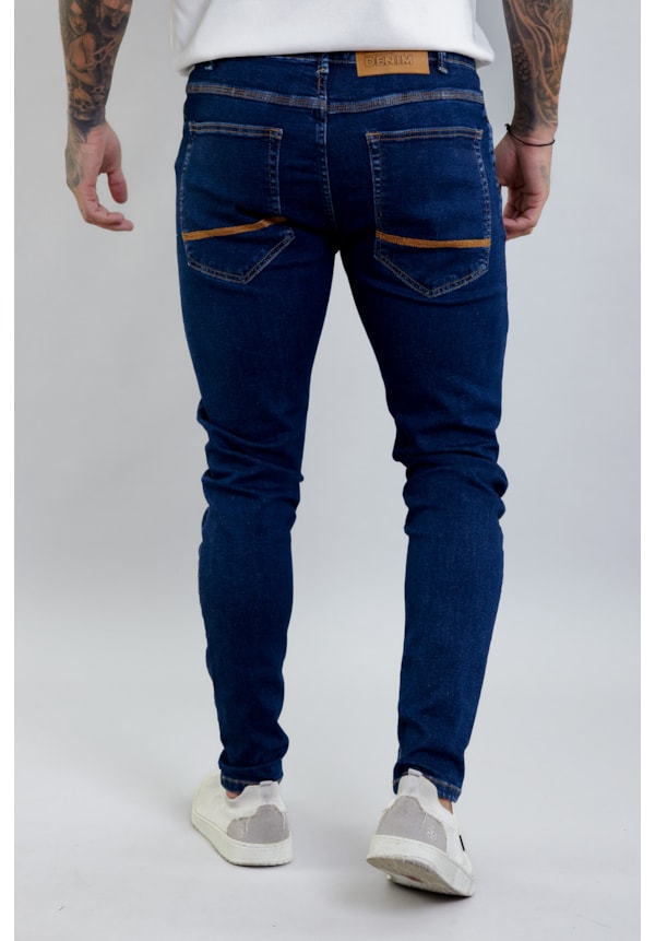 Calça Jeans Masculina Skinny Lavagem Escura com Bordado Dialogo Jeans-1d398bcd-8515-43a0-a068-da98ebf7b489