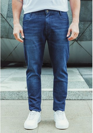 Calça Jeans Masculina Skinny Tradicional Azul Escuro