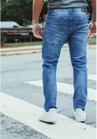 Calça Jeans Masculina Slim Arqueada Azul
