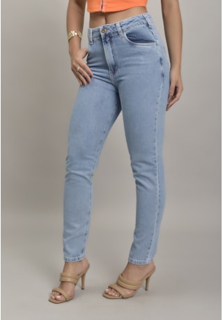 Calça Jeans Mom Feminino com Lavagem Clara Dialogo Jeans