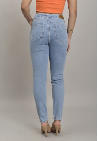 Calça Jeans Mom Feminino com Lavagem Clara Dialogo Jeans