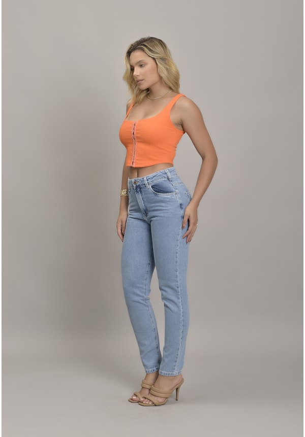 Calça Jeans Mom Feminino com Lavagem Clara Dialogo Jeans-0eddc994-6bf7-4307-ac8f-ca25171786e7