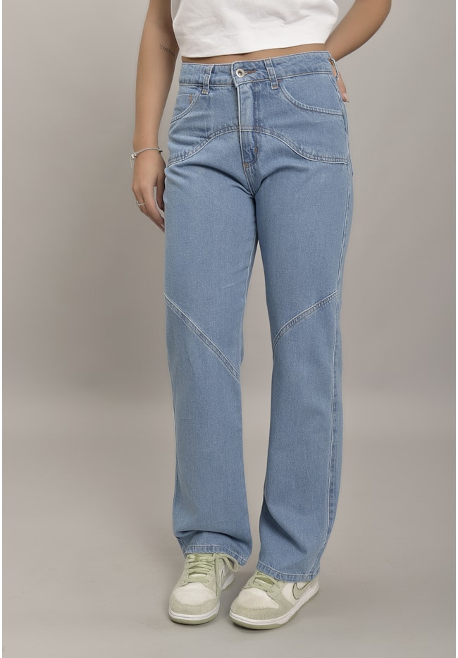 Calça Jeans Perna Reta Cintura Alta com Recortes Feminina Dialogo Jeans-9988fa72-2e46-42ea-b4d9-22f614f6da16