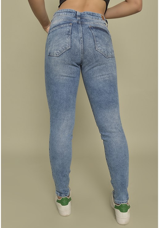 Calça Jeans Skinny Cintura Média com Bolsos Dialogo Feminino - GET FASHION