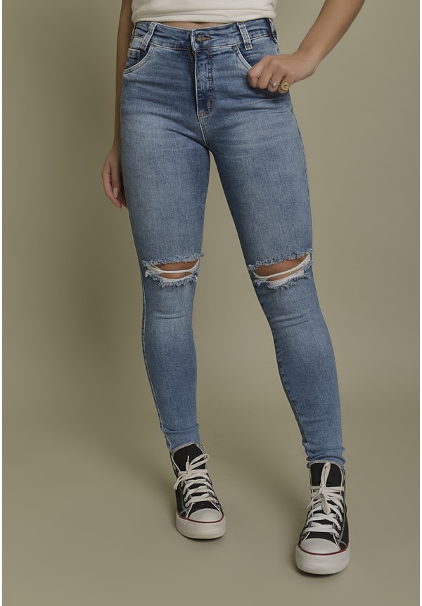 Calça Jeans Skinny com rasgos Feminino Dialogo Jeans-40da5351-eef4-49c7-b2ea-885989dcd72a