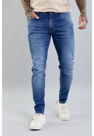 Calça Jeans Skinny Masculina com Lavagem Estonada  Dialogo jeans