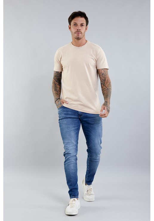 Calça Jeans Skinny Masculina com Lavagem Estonada  Dialogo jeans
