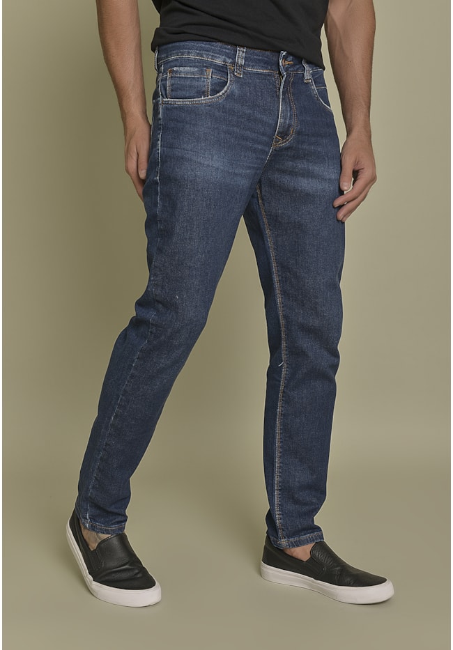 Calça Jeans Slim Fit com Lavagem Escura Dialogo jeans Masculino-8096f60c-460c-41ea-9687-0600149d2090