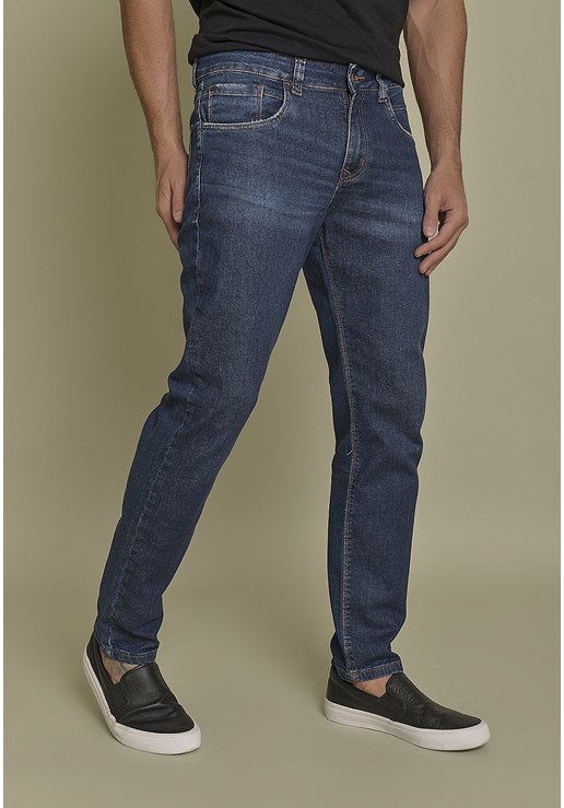 Calça Jeans Slim Fit com Lavagem Escura Dialogo jeans Masculino