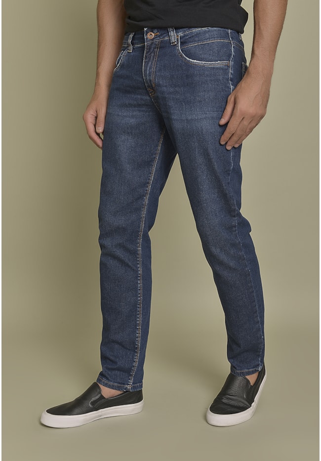 Calça Jeans Slim Fit com Lavagem Escura Dialogo jeans Masculino-5fe1e9e8-bc40-430d-97a1-ed396830f57b