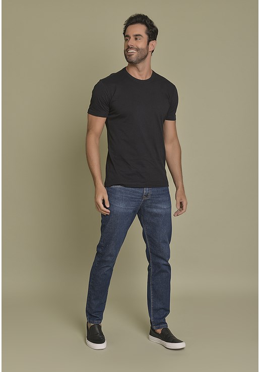 Calça Jeans Slim Fit com Lavagem Escura Dialogo jeans Masculino