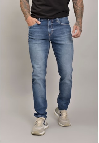 Calça Jeans Slim Masculina Marmorizada