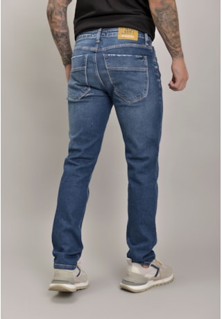 Calça Jeans Slim Masculina Marmorizada