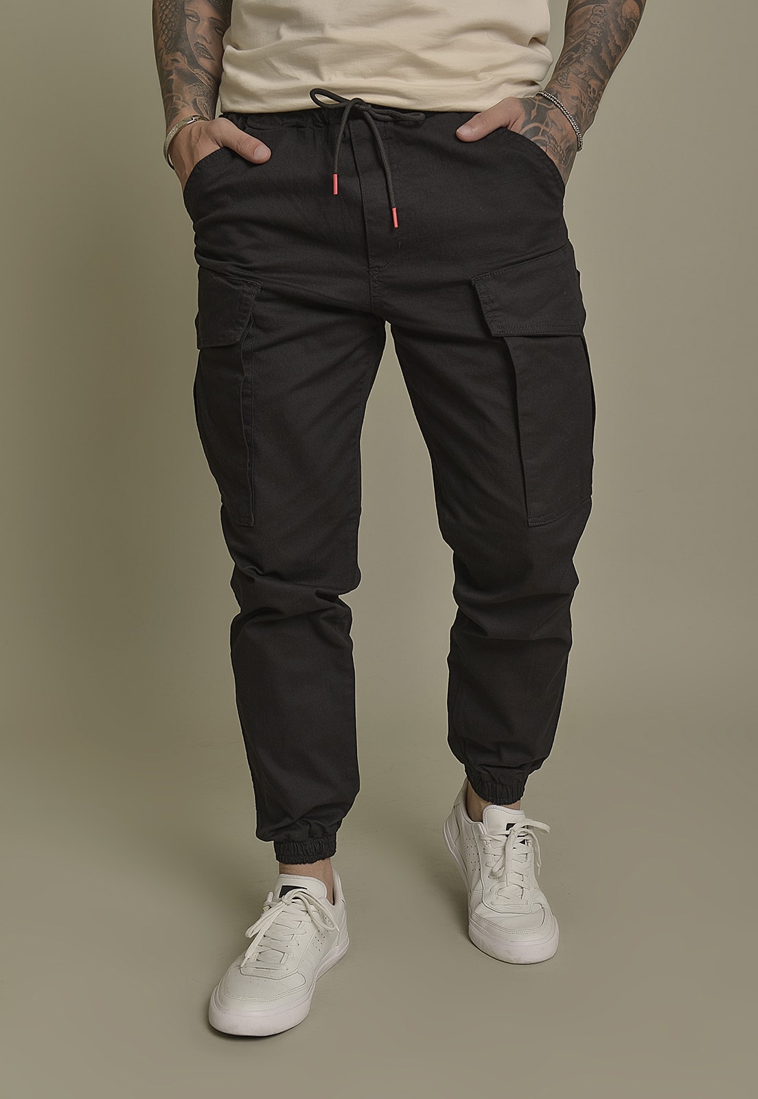 Calça preta hot sale jogger masculina