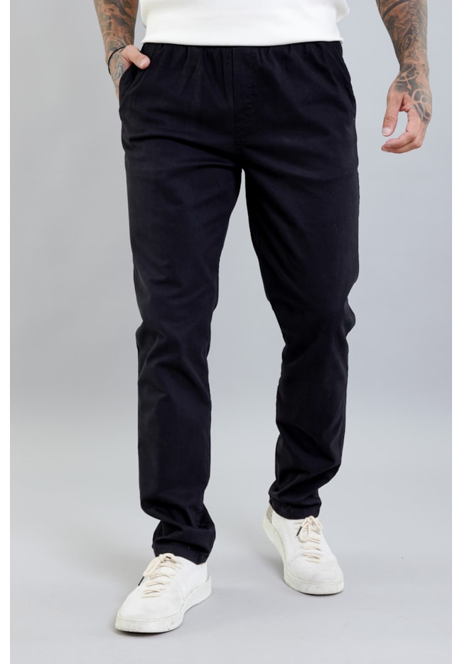 Calça Jogger Masculina de Sarja Slim Fit na Cor Preta com Elástico no Cós-71be243d-dc2a-4d1c-9a60-f3f4ac9cd15e