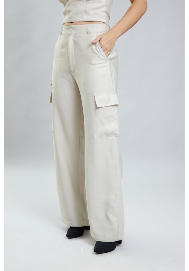 Calça Pantalona Cargo Feminina na Cor Off-White Dialogo Jeans-1c4df2dc-eed4-4b73-a300-9dc67dffb93c