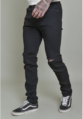 Calça Skinny Masculina Black Com Rasgo Dialogo Jeans