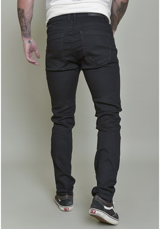 Calça Skinny Masculina Black Com Rasgo Dialogo Jeans