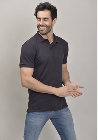 Camisa Gola Polo Texturizada Masculino na cor Preto  Dialogo Jeans
