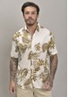 Camisa manga curta de estampa floral na cor Caqui Dialogo Jeans