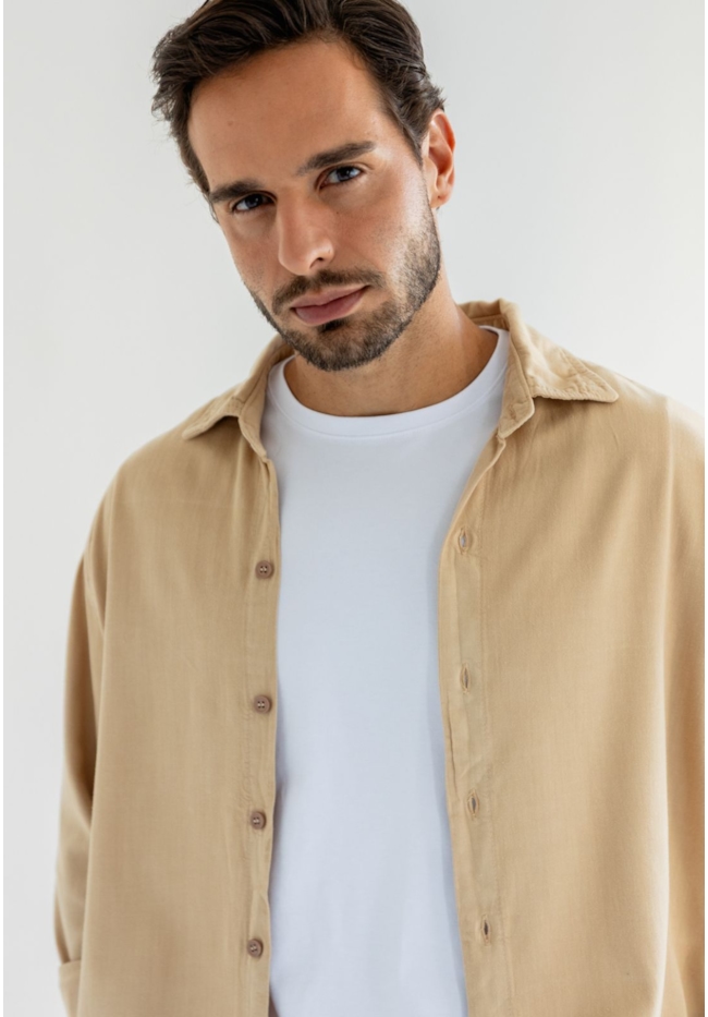 Camisa Manga Longa Masculina Social Bege em Viscose Dialogo-70d95c8b-f416-4622-8495-af60d56f2d65