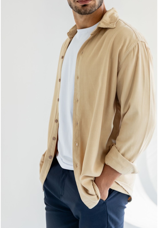 Camisa Manga Longa Masculina Social Bege em Viscose Dialogo-32c0394c-7180-4073-b011-2fc0aa6004fe