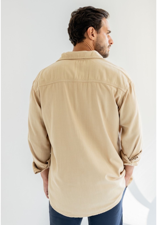 Camisa Manga Longa Masculina Social Bege em Viscose Dialogo-bd1f5e74-f566-45c5-a49f-d6902a1bc5d3