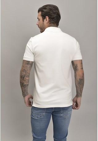 Camisa Piquet Gola Polo Masculino na Cor Branco Dialogo Jeans